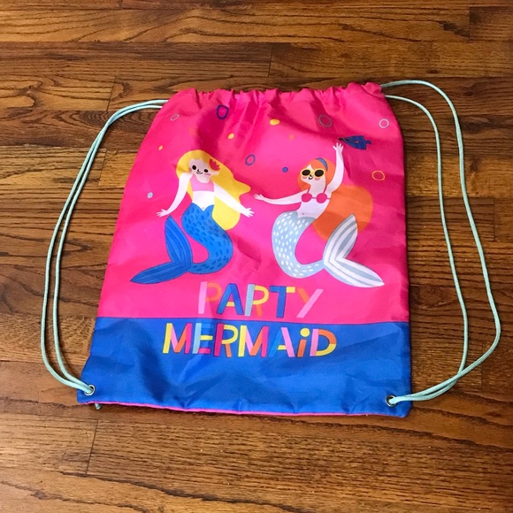 Party Mermaid Draw String Backpack Bag Tote Sack Carryall Toddlers Little Girls - Picture 11 of 16